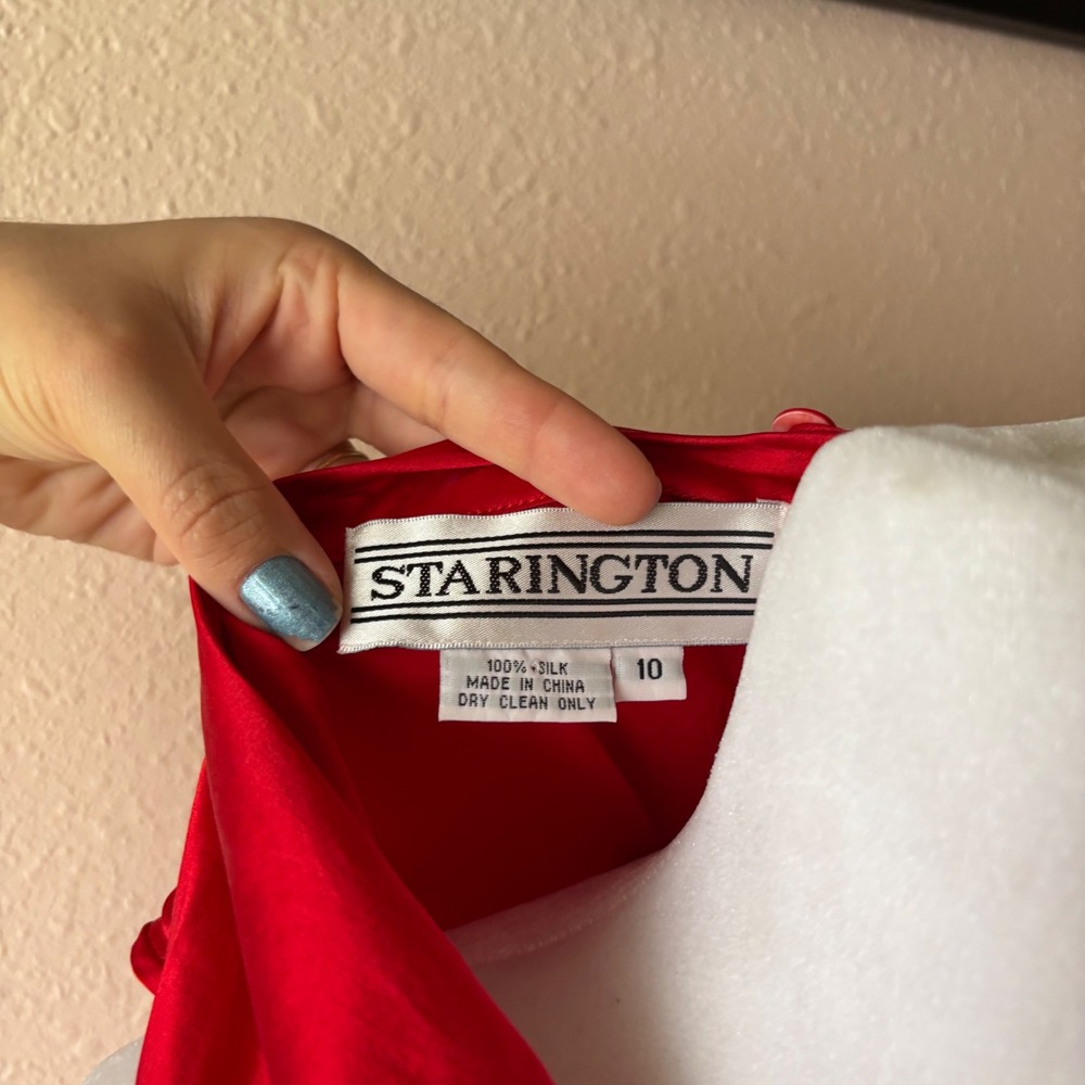Vintage 80s / 90s Cherry Red Silk Blouse - Picture 6 of 6